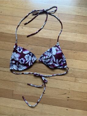 NWOT Express Body Contour Brown Multicolor Halter Style String Bikini Top Size S